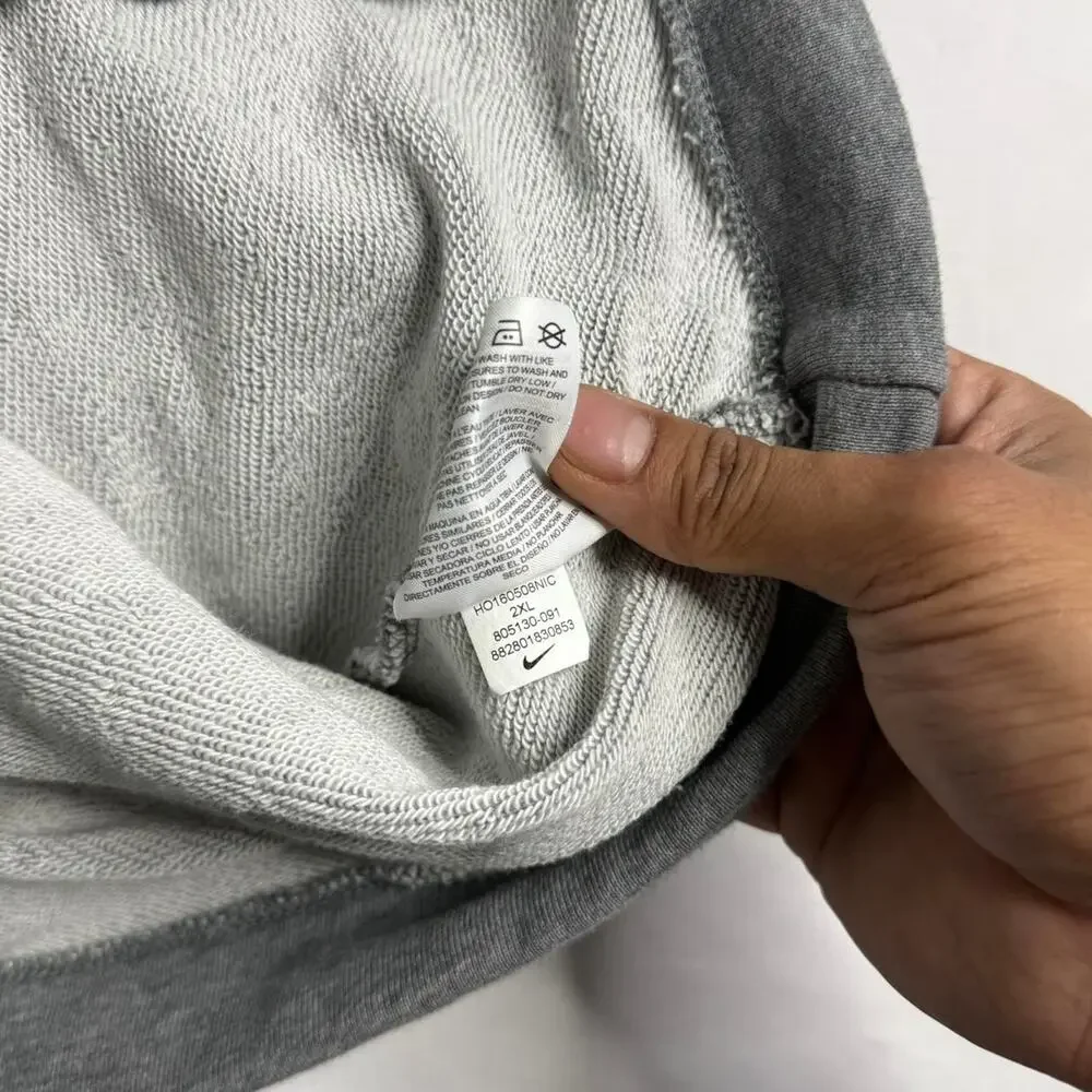 Nike Grey Full Zip Hoodie XXL Embroidered Logo Fleece Streetwear - Picture 6 of 7